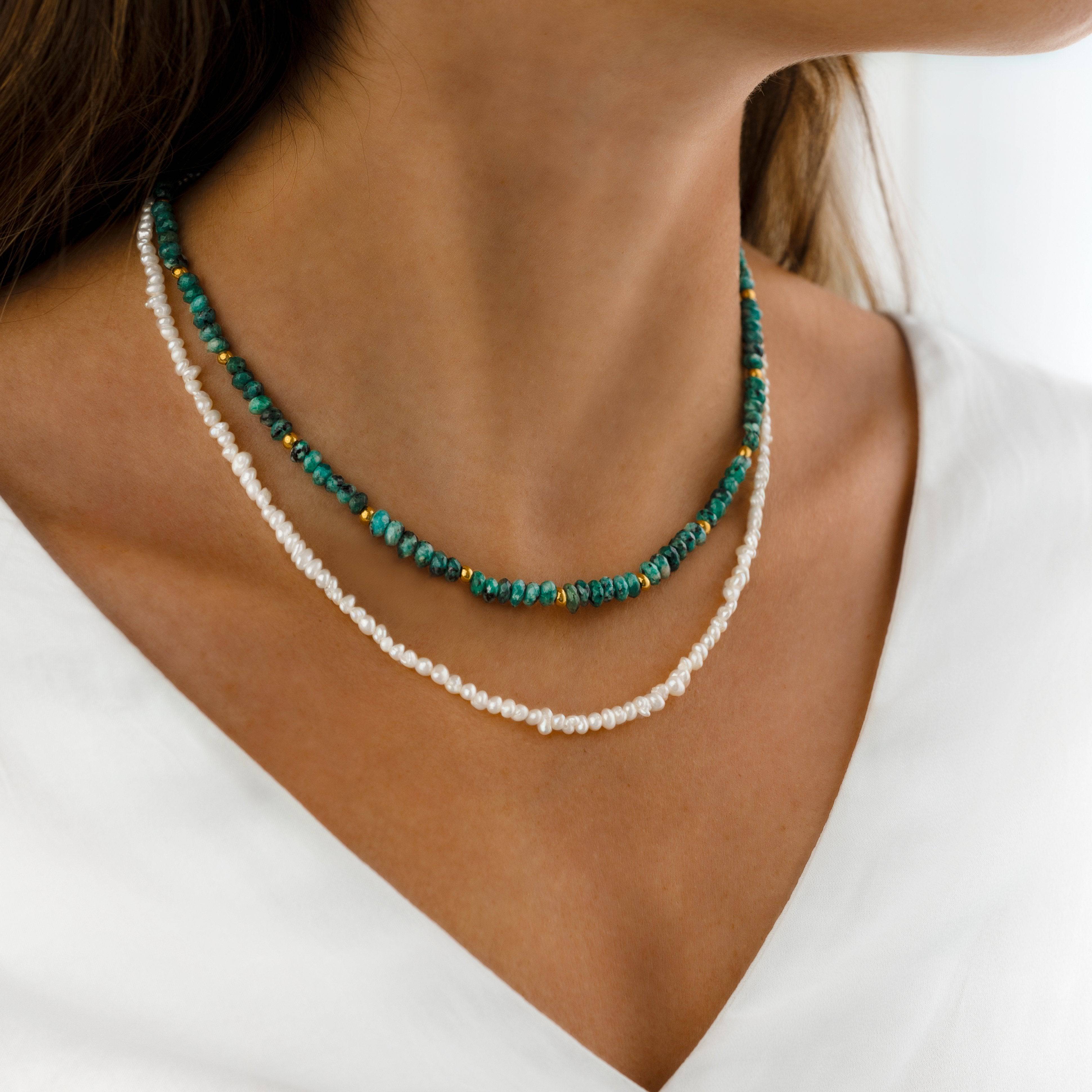 Maya - Collier en jade naturel au look frais et lumineux