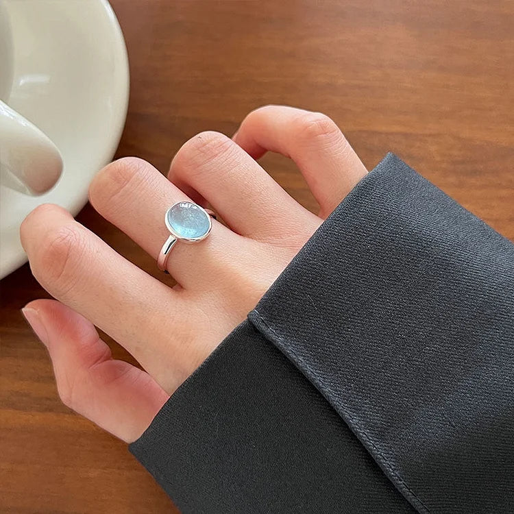 Nerida - Bague en argent aigue-marine, douceur et sérénité