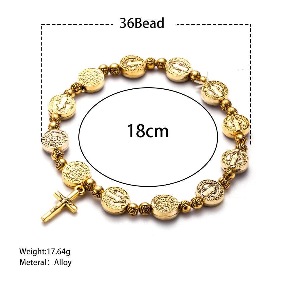 Solana - Bracelet croix chrétienne en or et argent de luxe