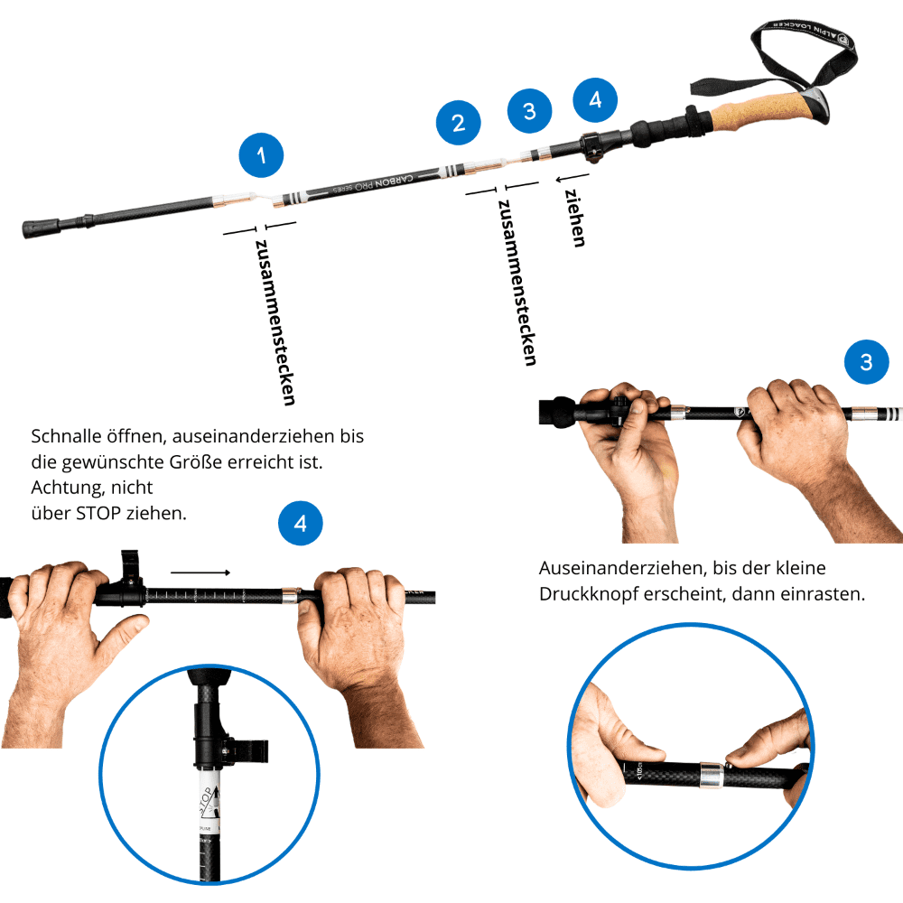 UltraLight Trekking Poles - Bâtons Pliables Liège