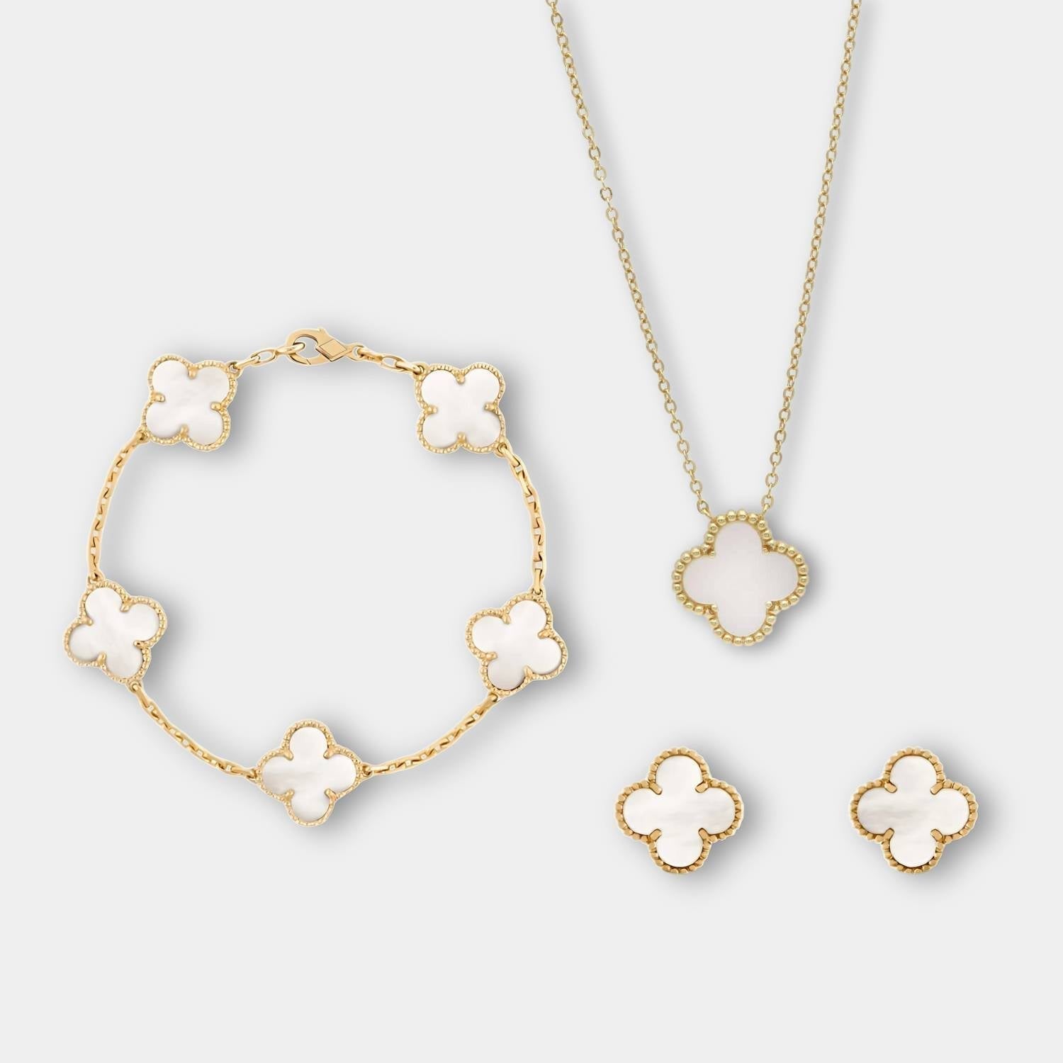 GoldenClove - Set trèfle or collier et bracelet