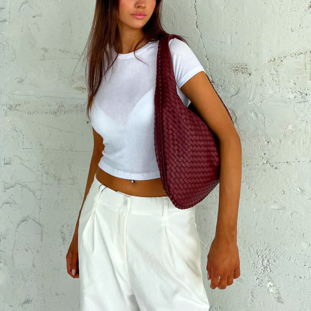 WeaveLux - Grand Sac Bandoulière Tressé Femme