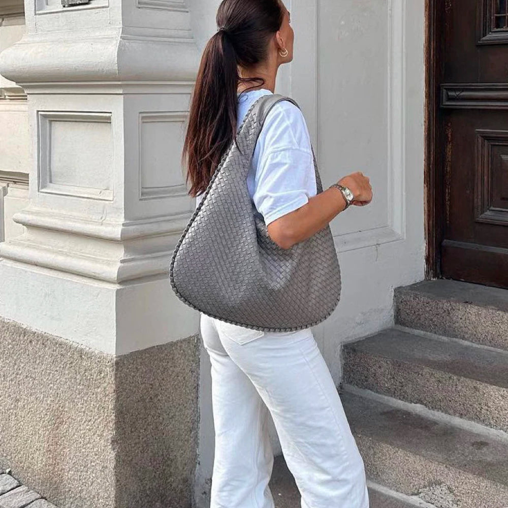 WeaveLux - Grand Sac Bandoulière Tressé Femme