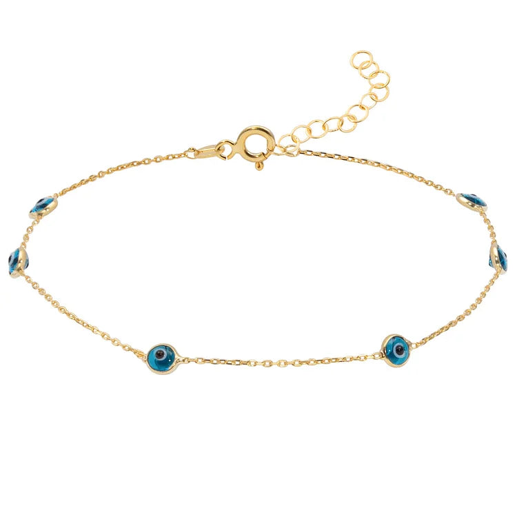 Zahira - Bracelet de cheville mauvais œil multicolore