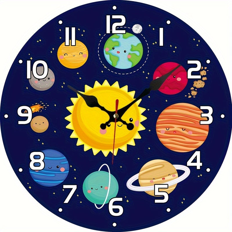 CosmicTime Clock - Horloge Murale Systeme Solaire Rustique et Silencieuse