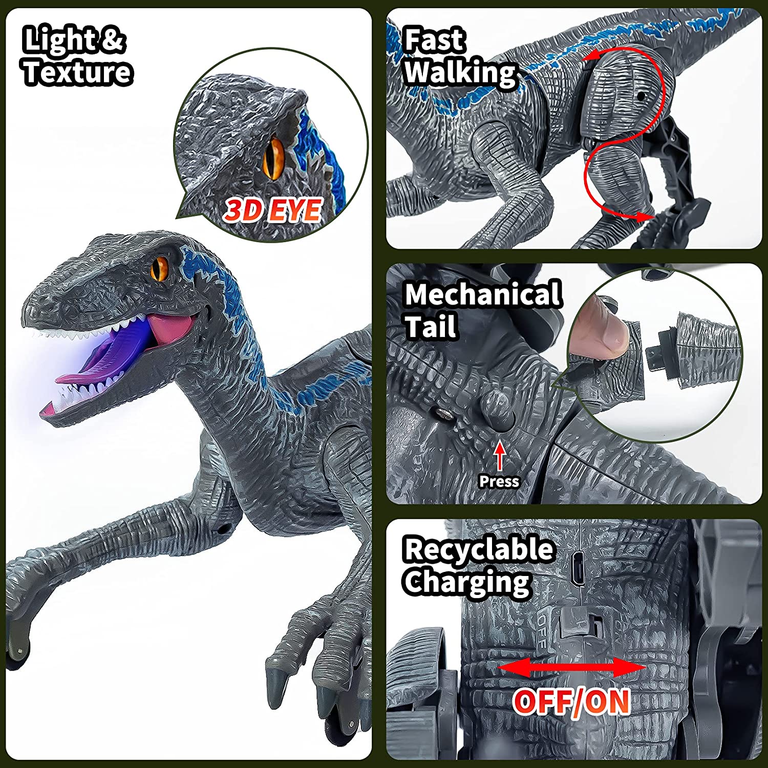 DinoMotion – Velociraptor Télécommandé Réaliste