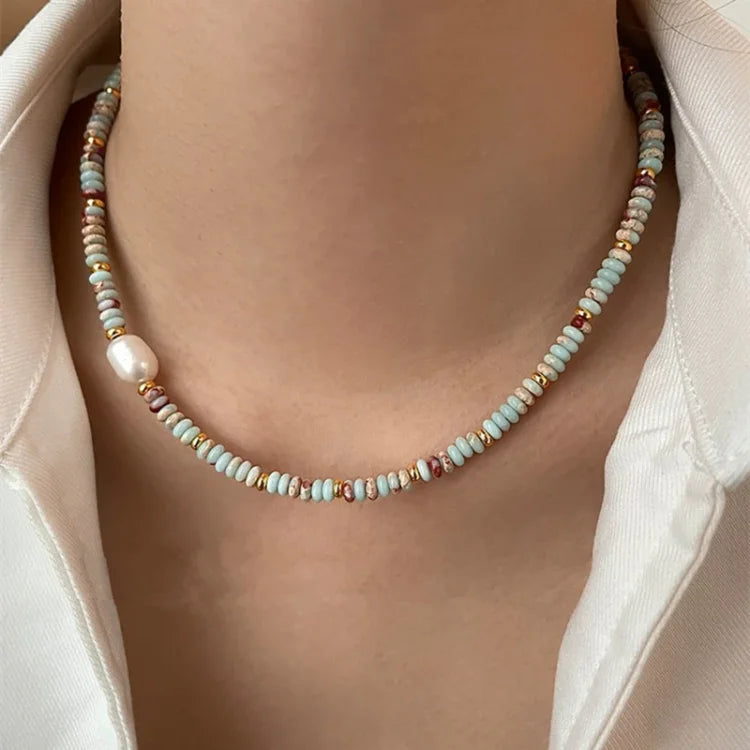 Elena - Parure en pierres naturelles, perles et jaspe