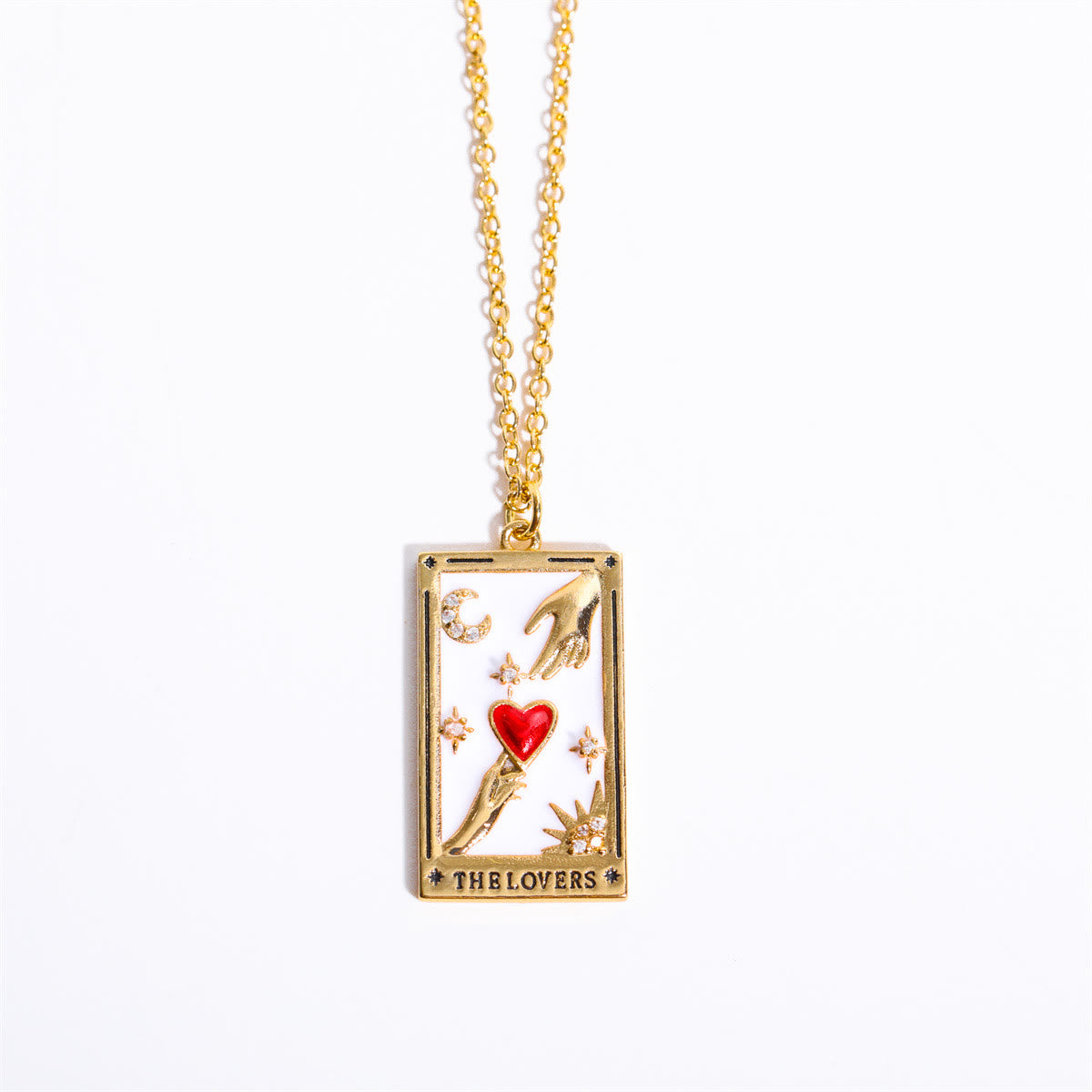Amara - Collier pendentif tarot doré en zircone