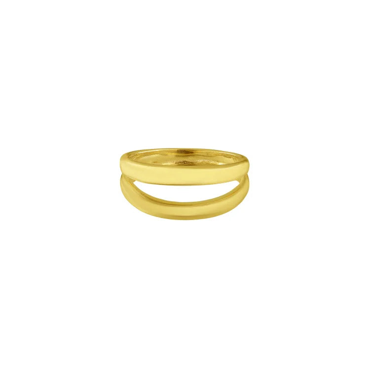 Aluna - Bague double anneau en or et argent minimaliste