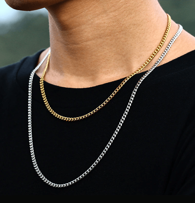 Noah - Collier chaîne cubaine en argent élégant pour homme