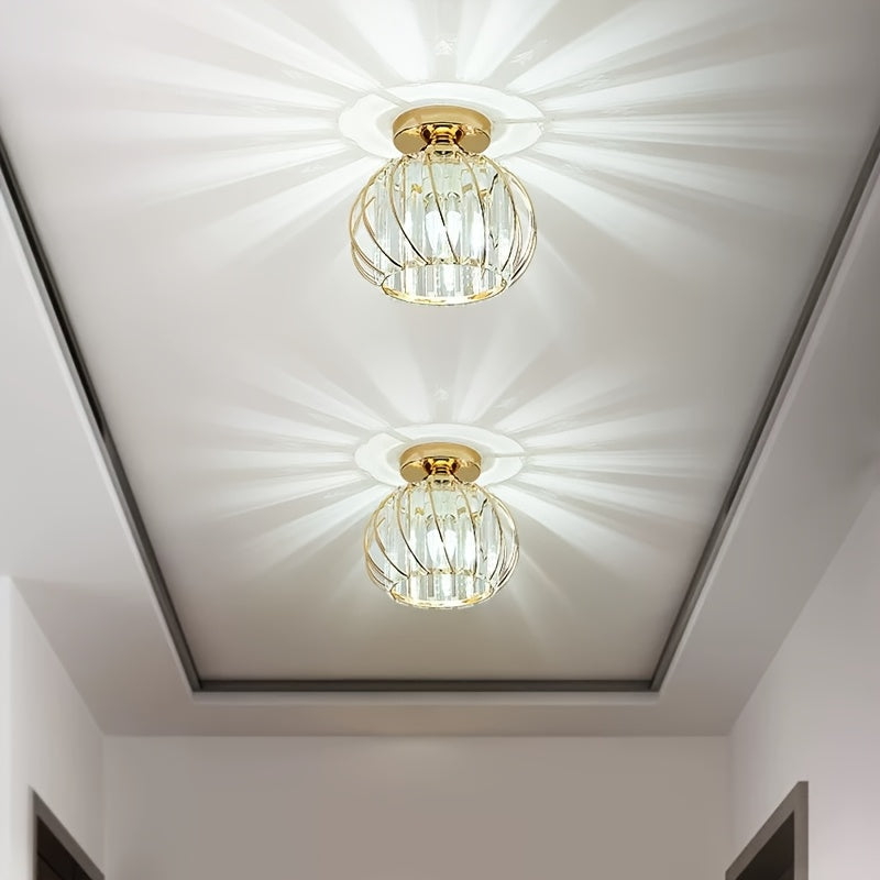 CrystalGlow - Lampe de Couloir en Cristal Noir et Or