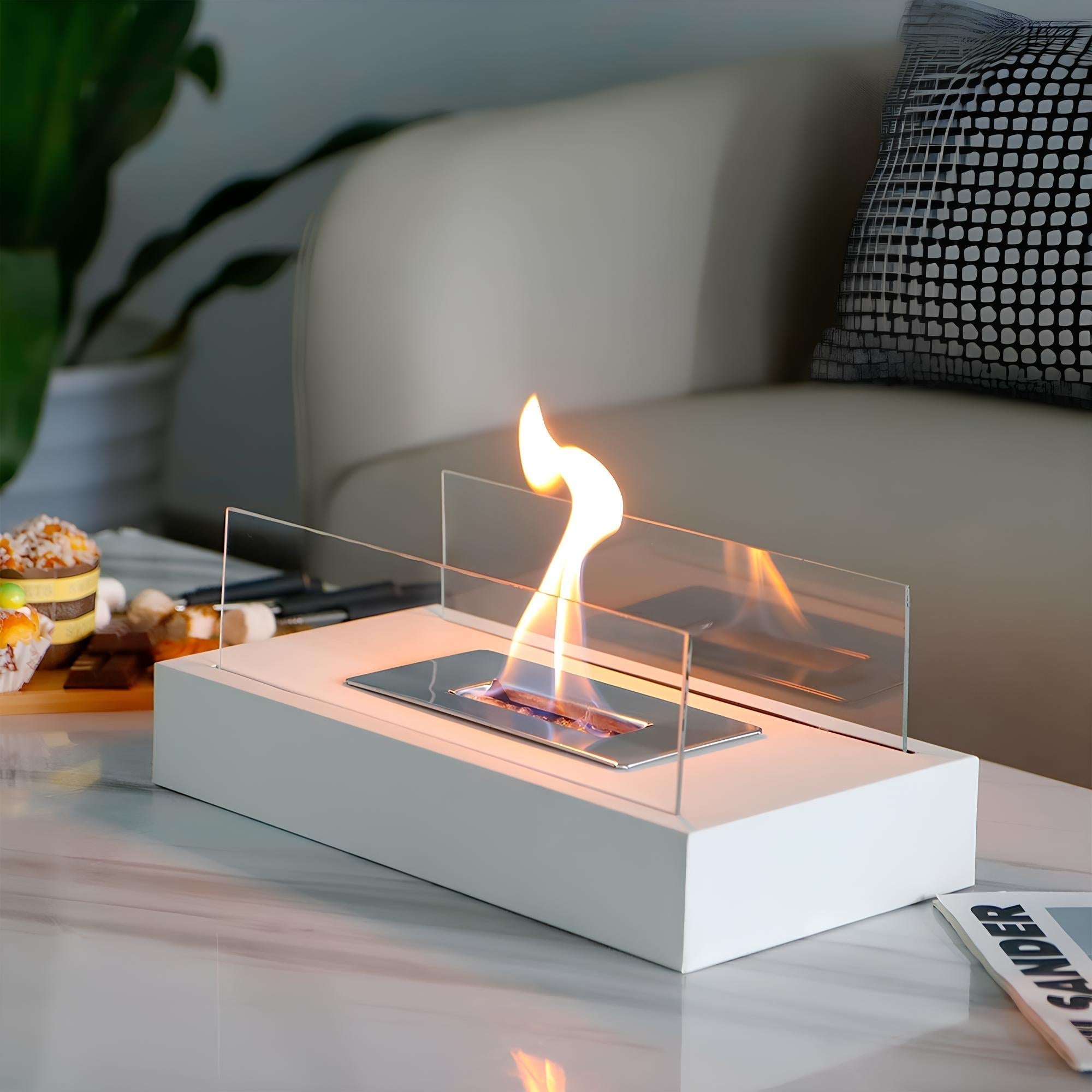 FireGlow - Cheminée de Table au Bioéthanol pour Intérieur et Extérieur