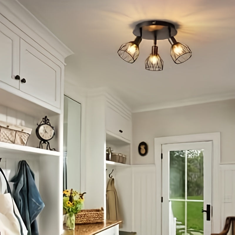 RusticGlow - Plafonnier noir de style campagne à abat-jour orientables