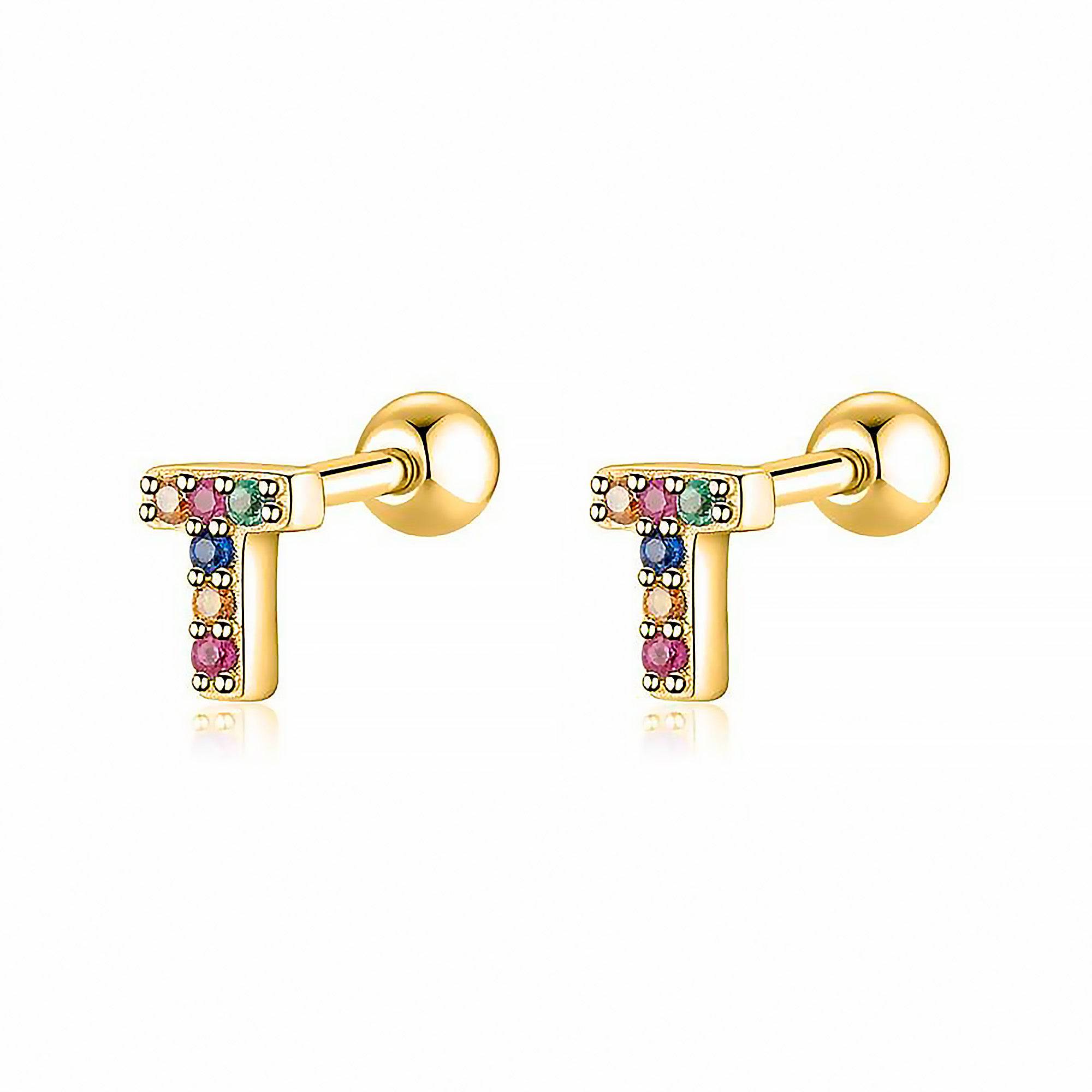 Letria - Boucles d'oreilles initiales colorées en strass personnalisées