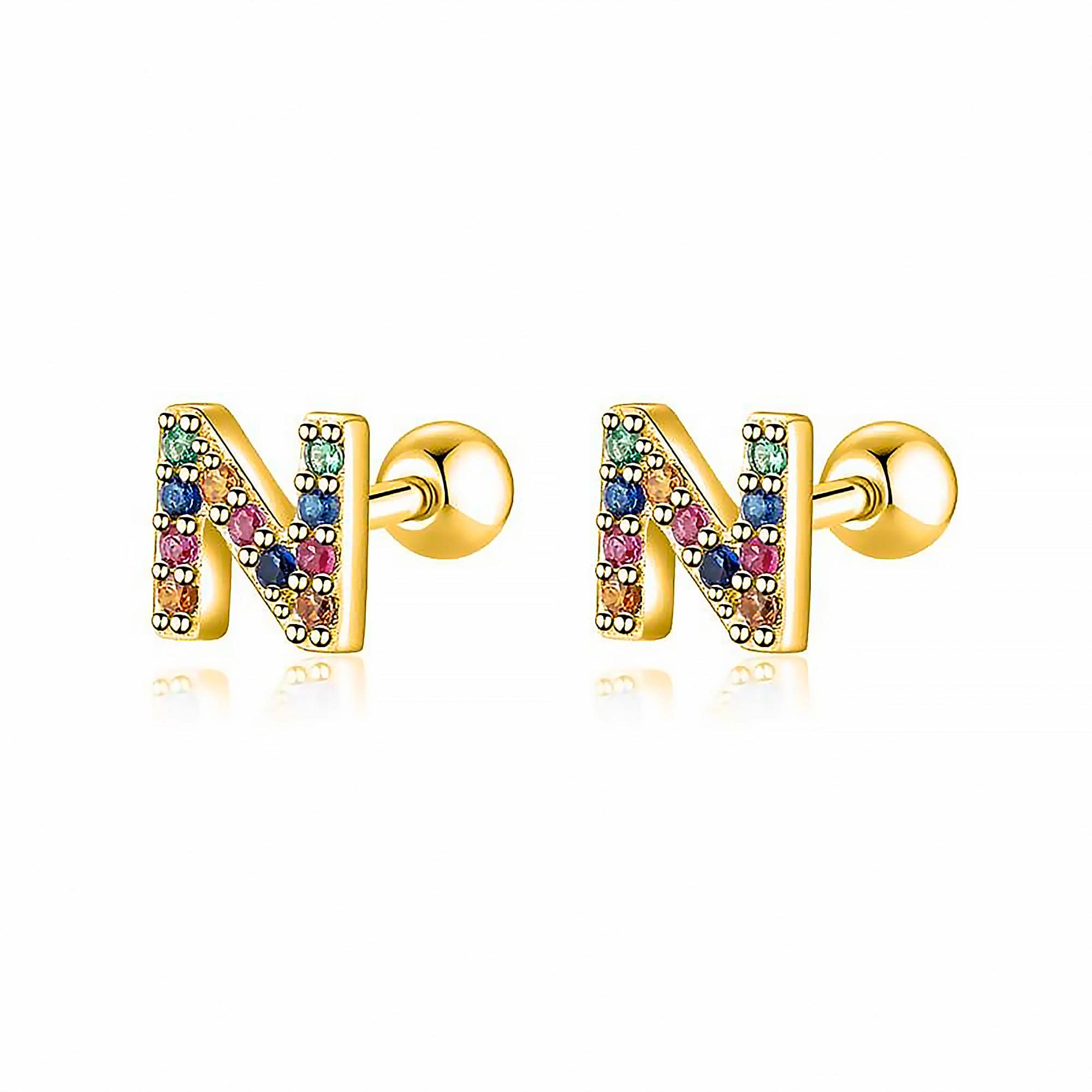 Letria - Boucles d'oreilles initiales colorées en strass personnalisées