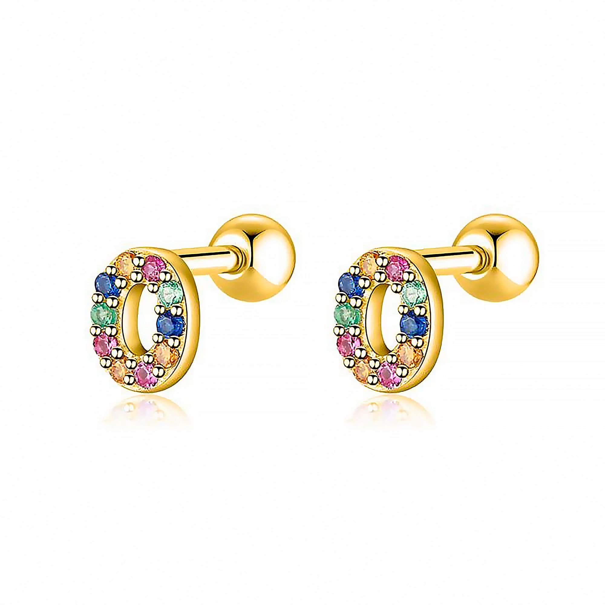 Letria - Boucles d'oreilles initiales colorées en strass personnalisées