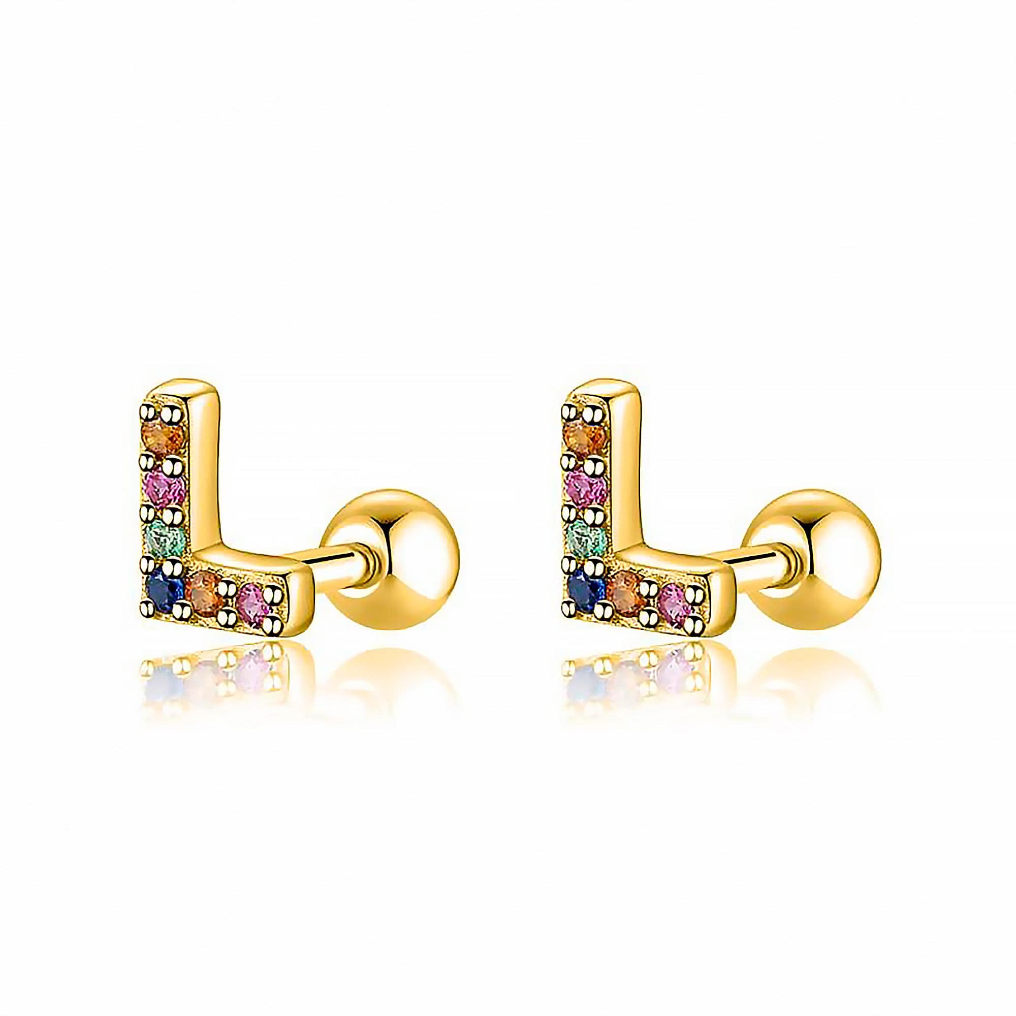 Letria - Boucles d'oreilles initiales colorées en strass personnalisées