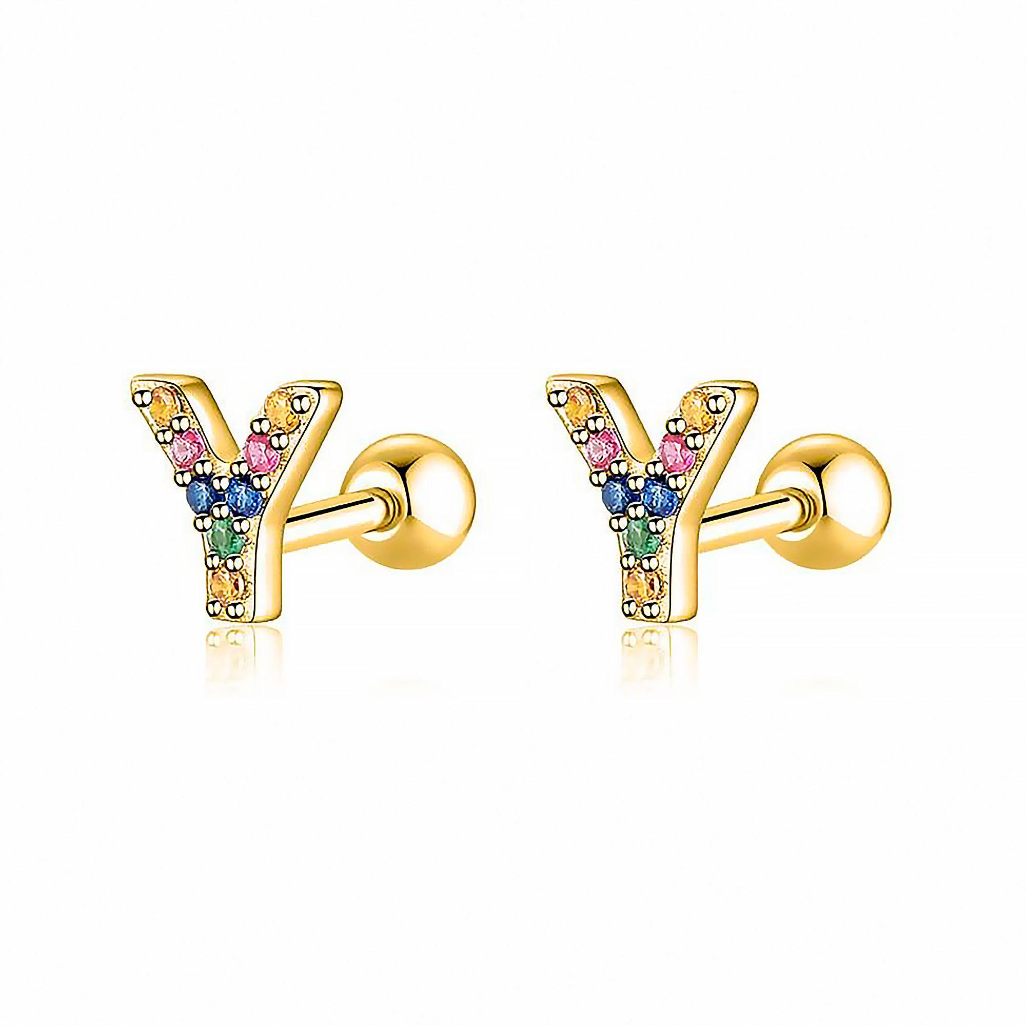 Letria - Boucles d'oreilles initiales colorées en strass personnalisées