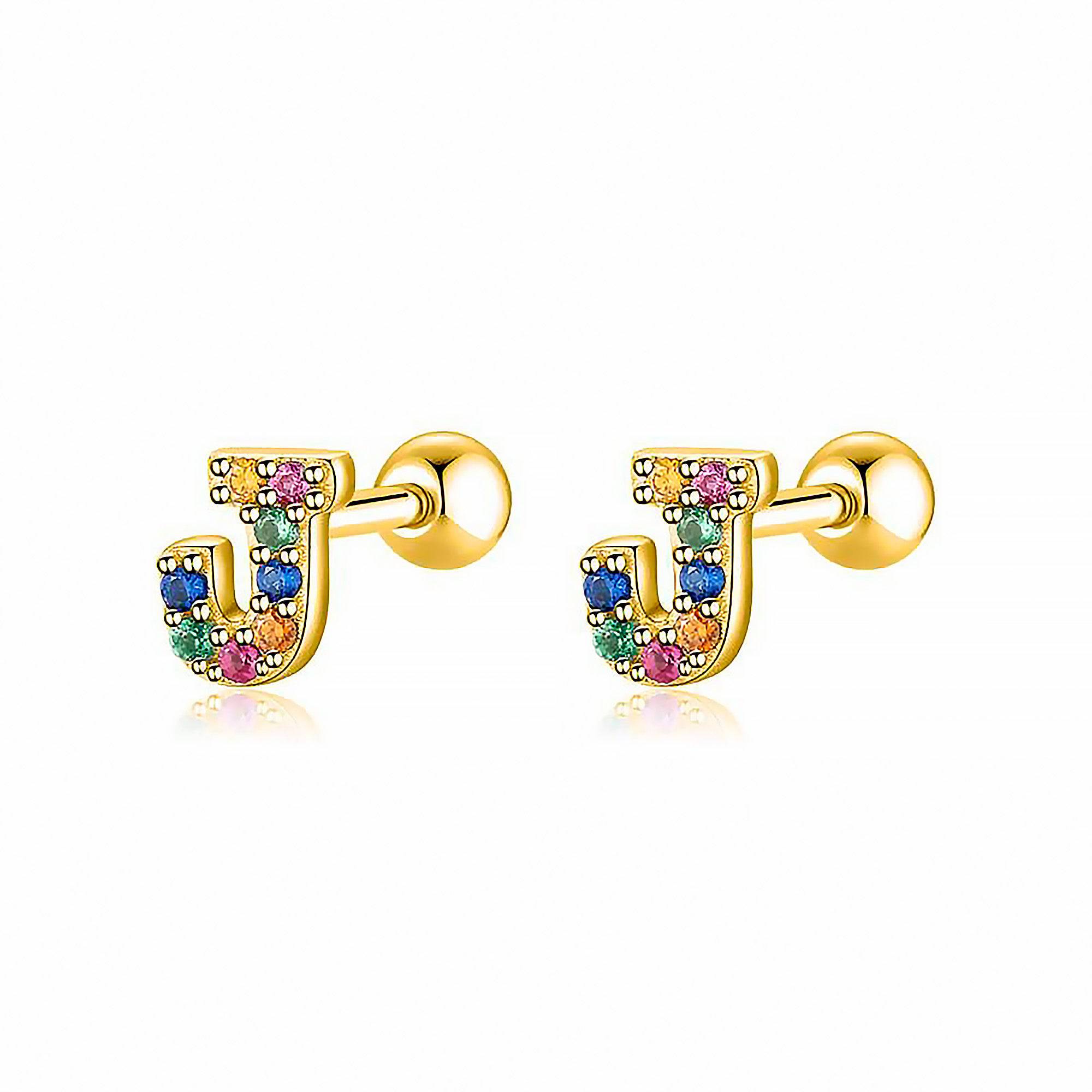 Letria - Boucles d'oreilles initiales colorées en strass personnalisées