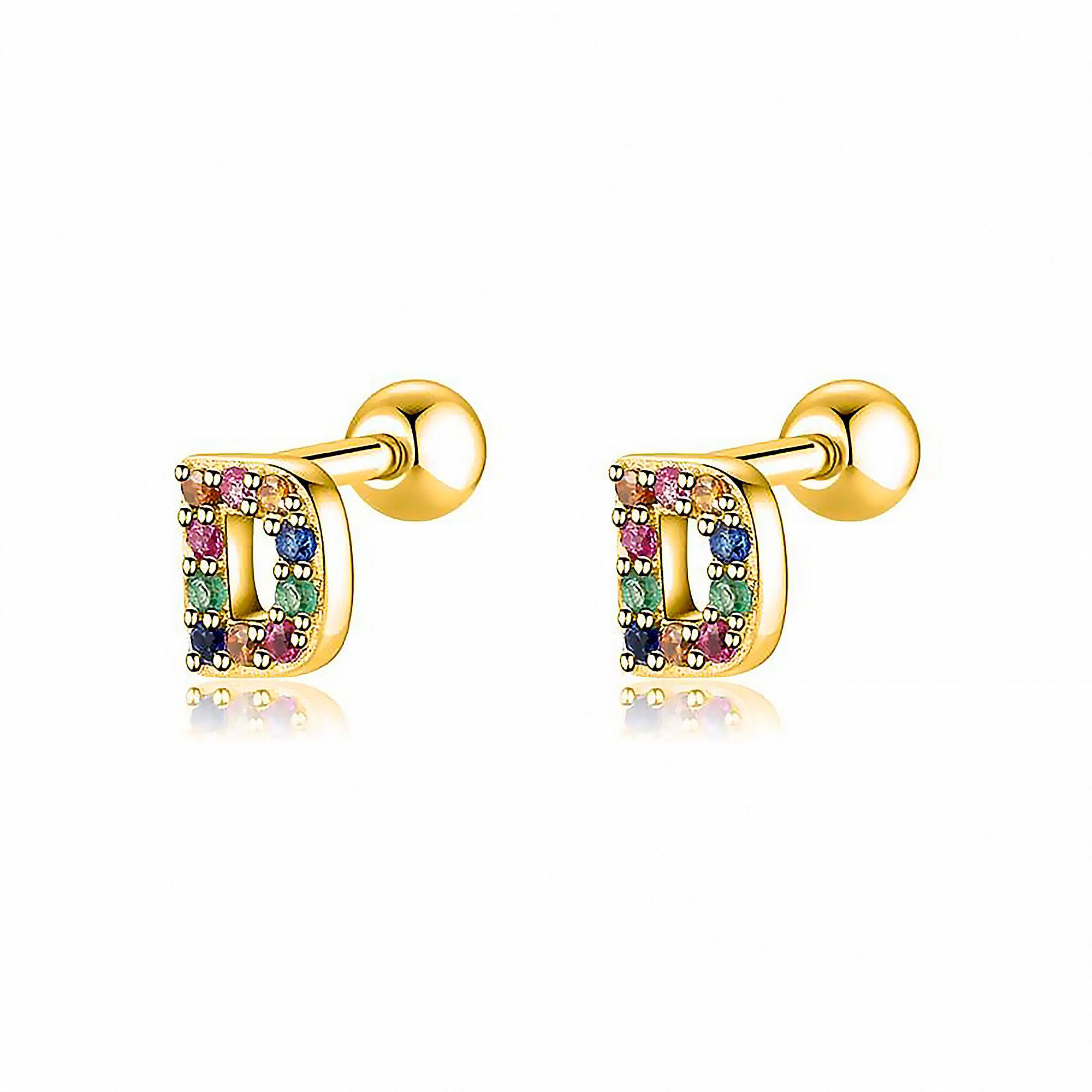 Letria - Boucles d'oreilles initiales colorées en strass personnalisées