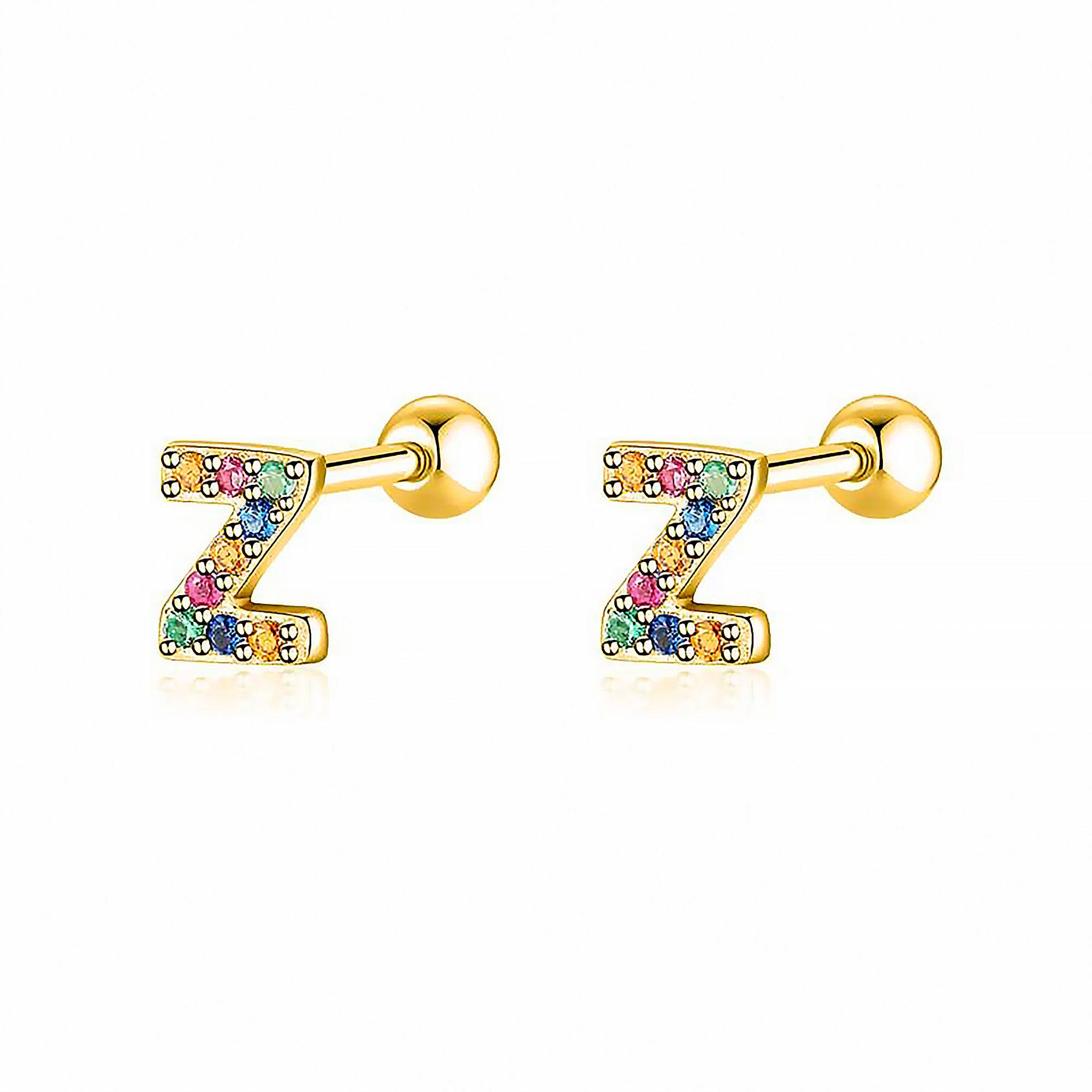 Letria - Boucles d'oreilles initiales colorées en strass personnalisées