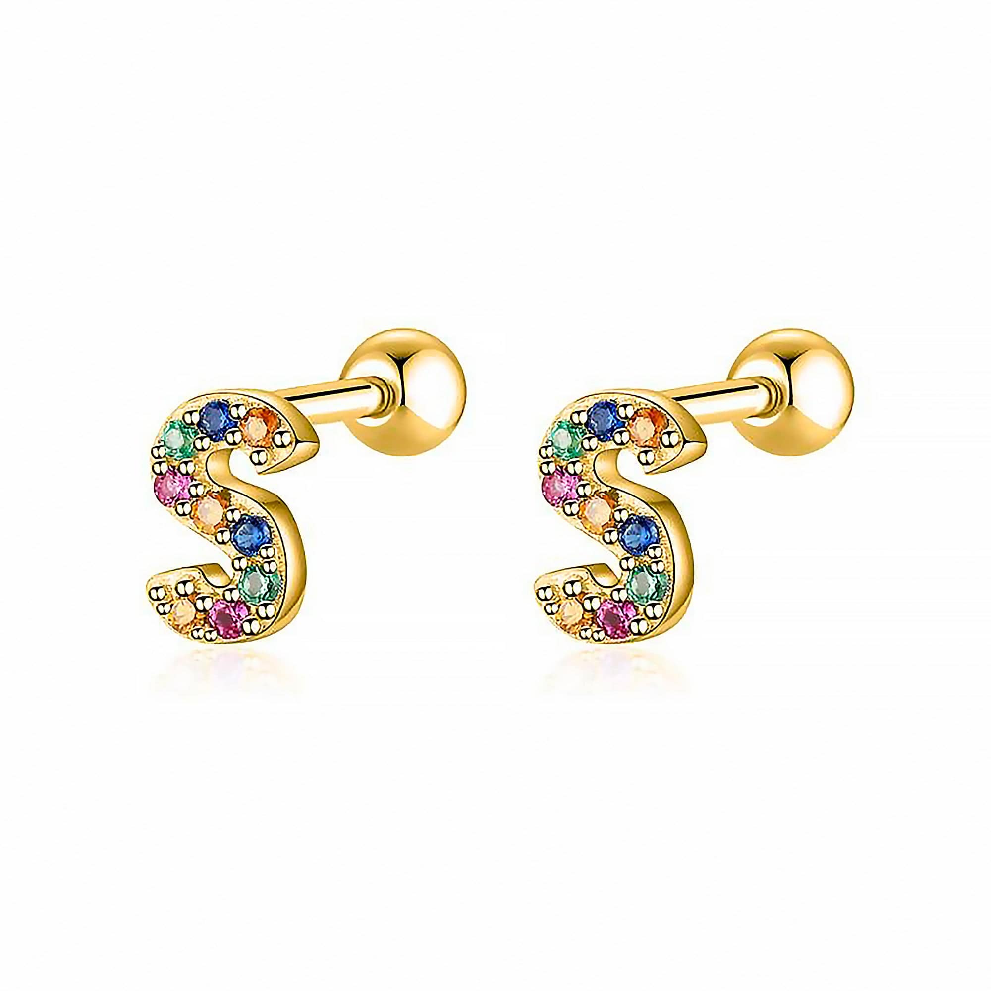 Letria - Boucles d'oreilles initiales colorées en strass personnalisées