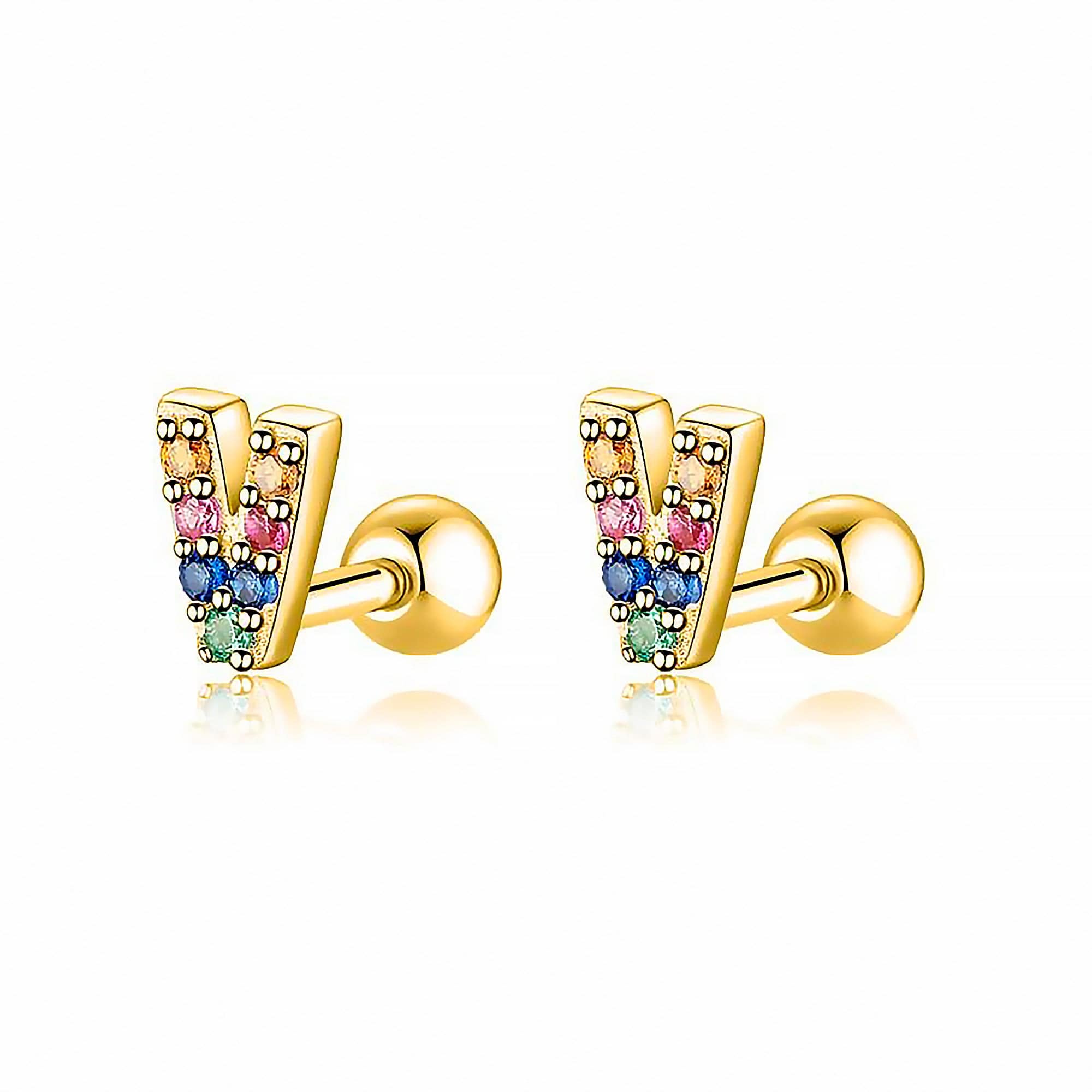 Letria - Boucles d'oreilles initiales colorées en strass personnalisées