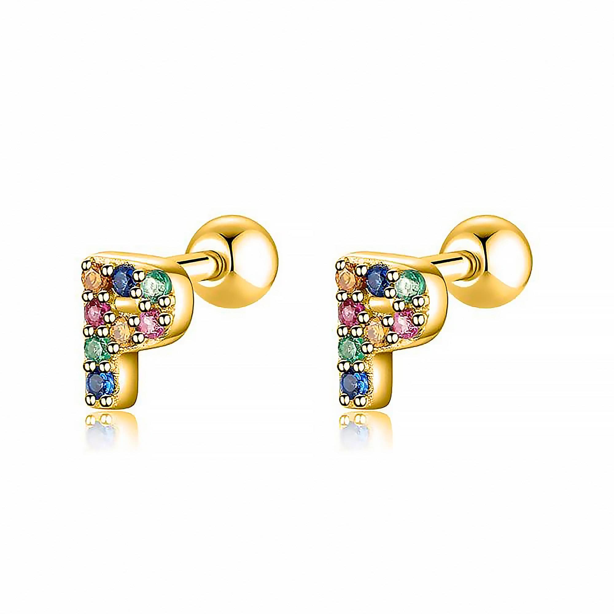 Letria - Boucles d'oreilles initiales colorées en strass personnalisées