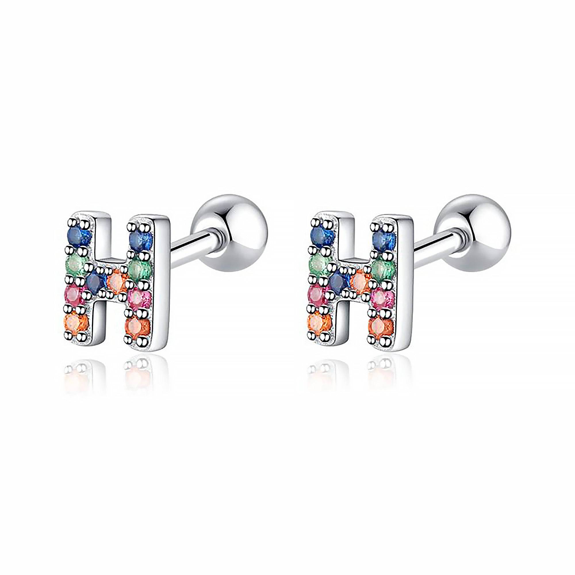Letria - Boucles d'oreilles initiales colorées en strass personnalisées