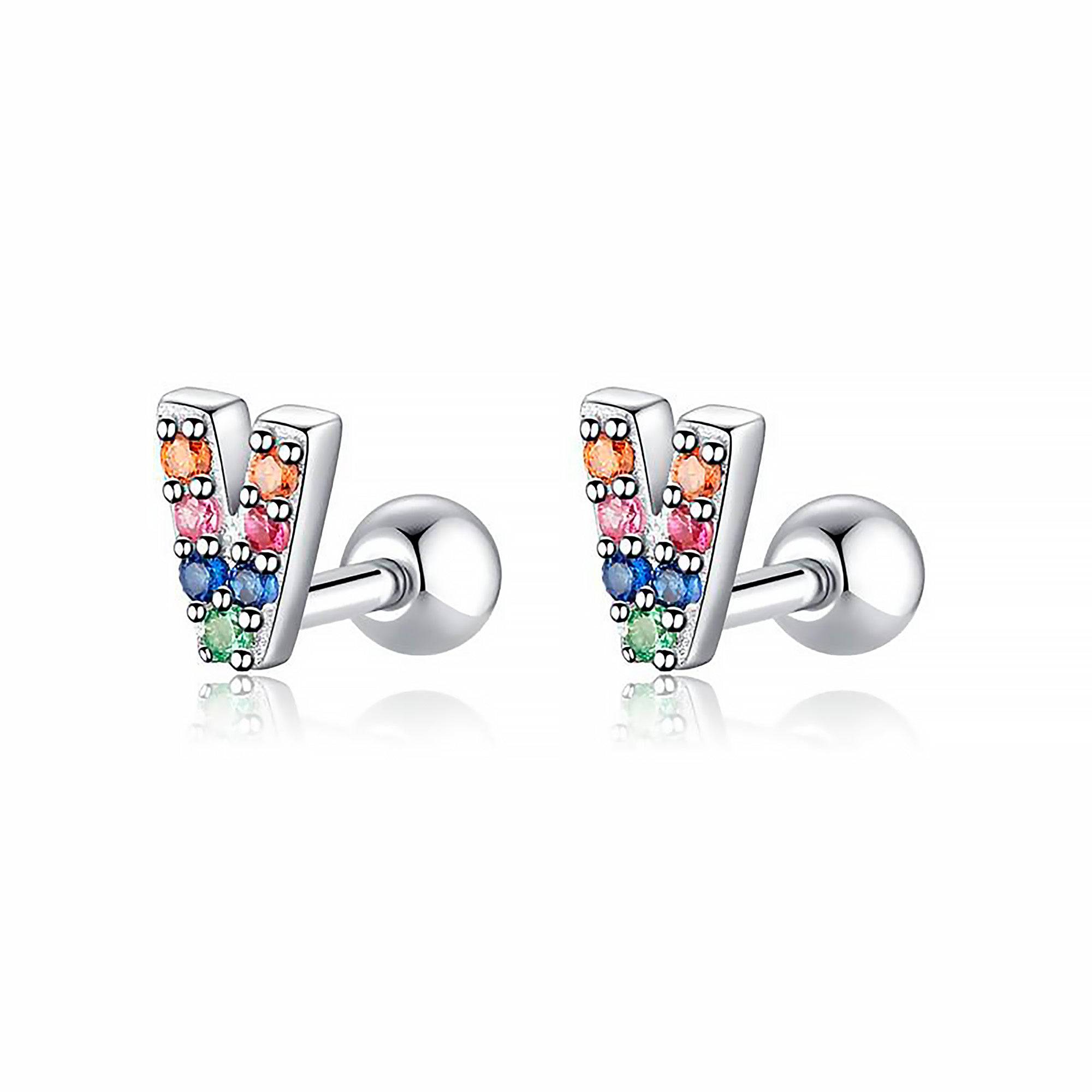 Letria - Boucles d'oreilles initiales colorées en strass personnalisées