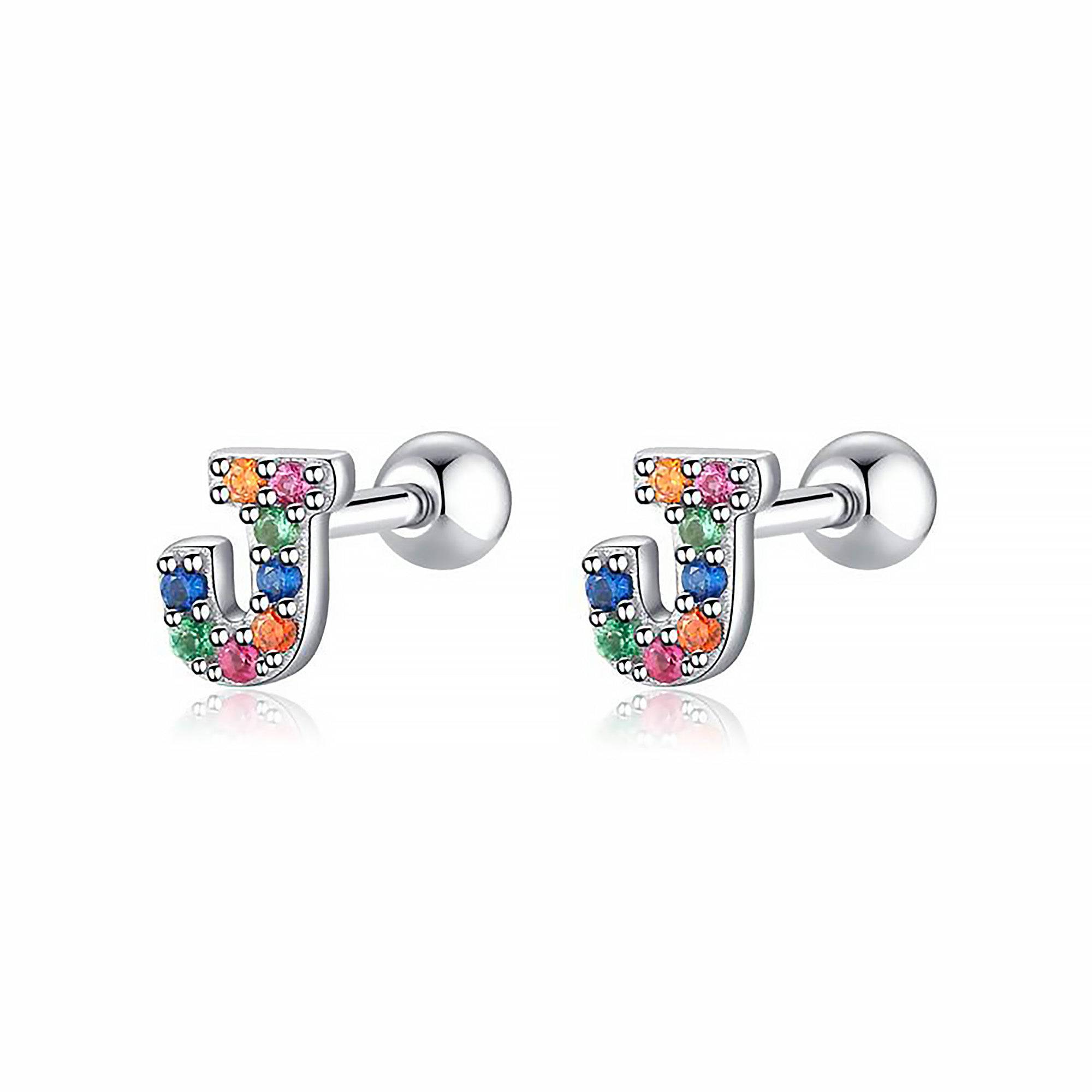 Letria - Boucles d'oreilles initiales colorées en strass personnalisées