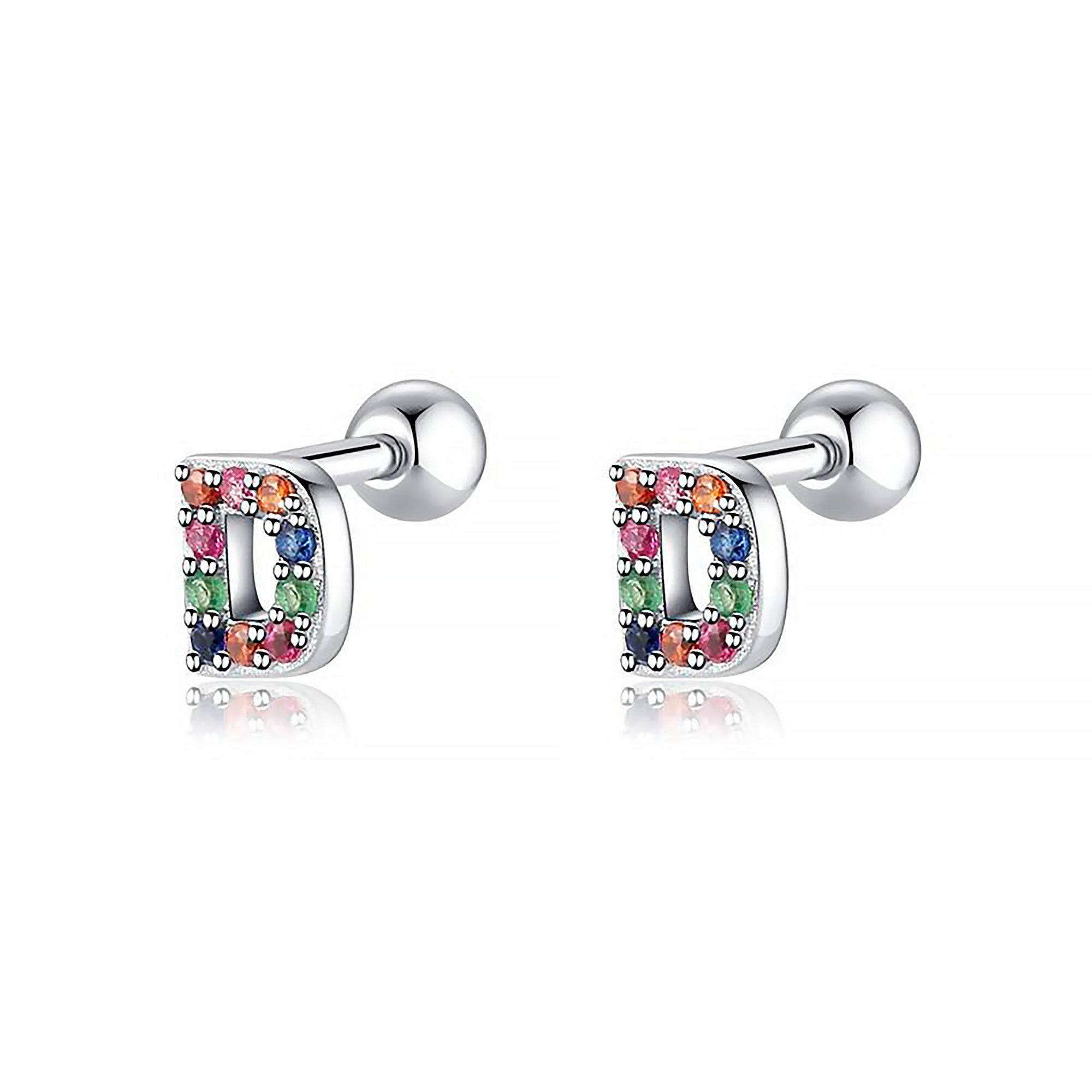 Letria - Boucles d'oreilles initiales colorées en strass personnalisées