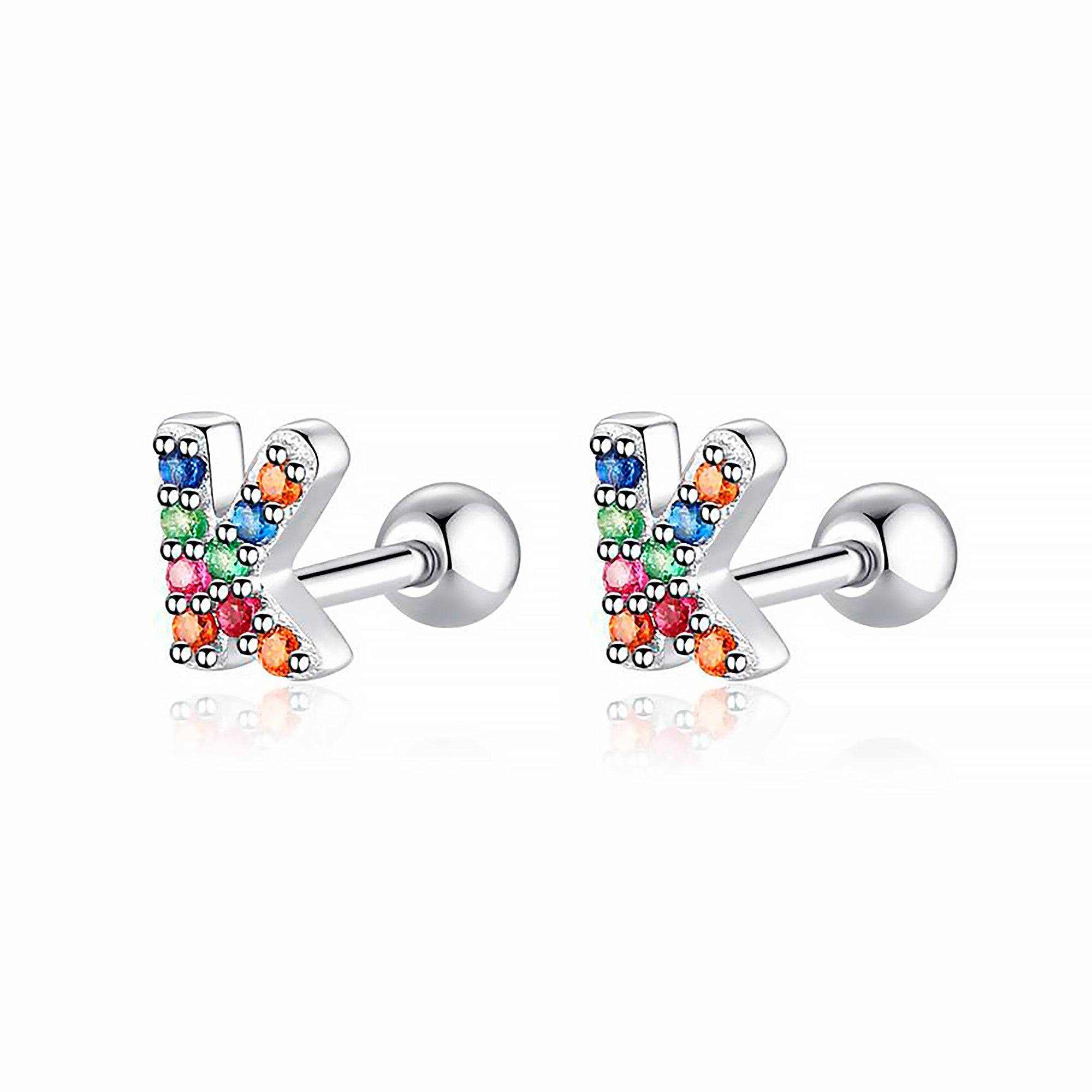 Letria - Boucles d'oreilles initiales colorées en strass personnalisées