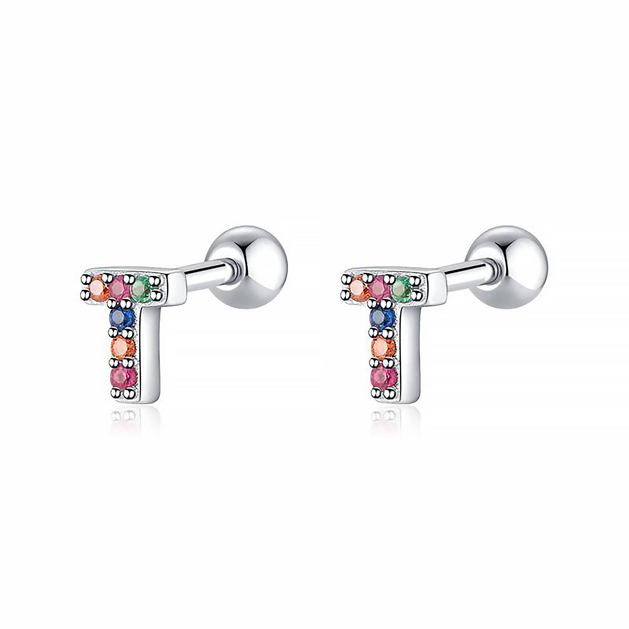 Letria - Boucles d'oreilles initiales colorées en strass personnalisées