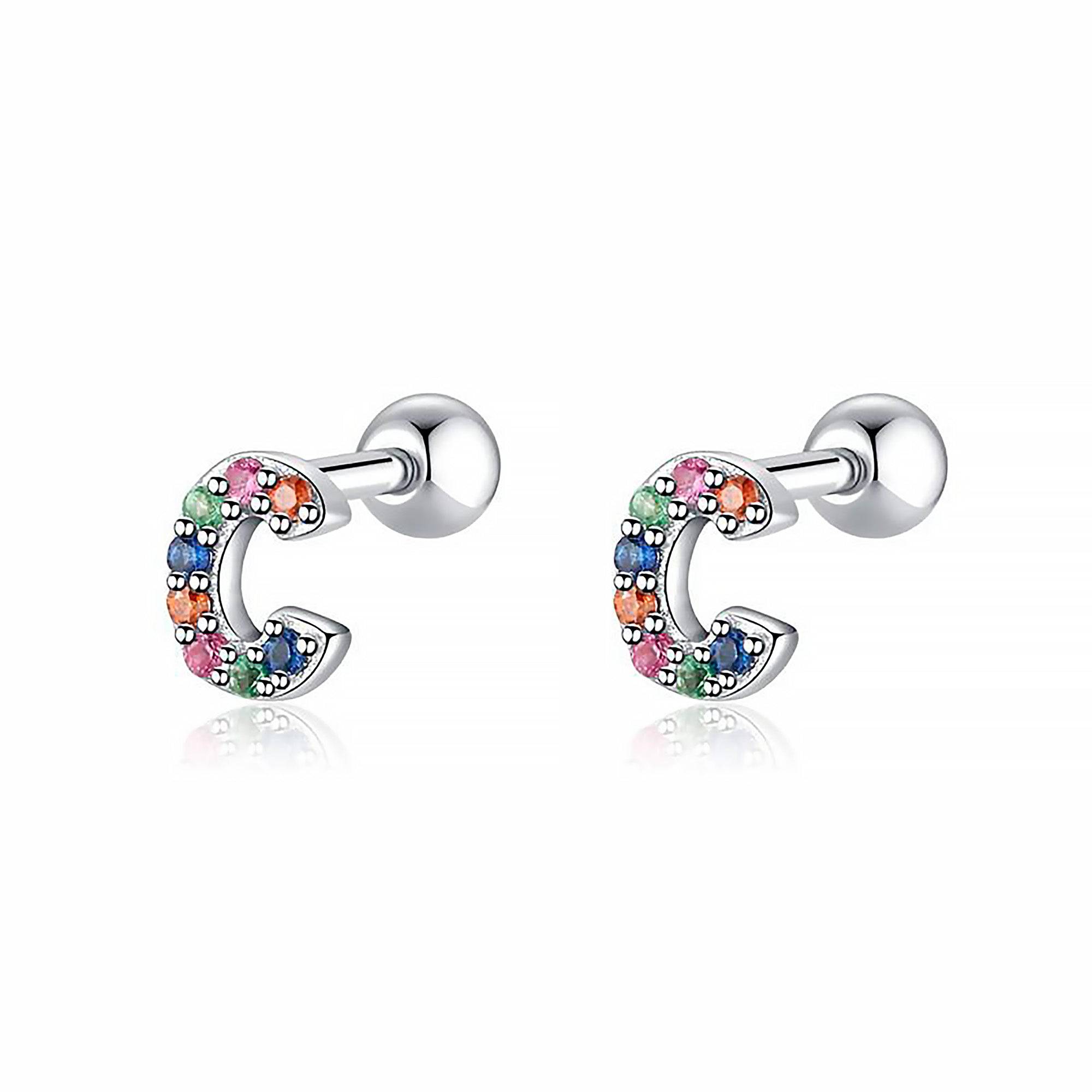 Letria - Boucles d'oreilles initiales colorées en strass personnalisées