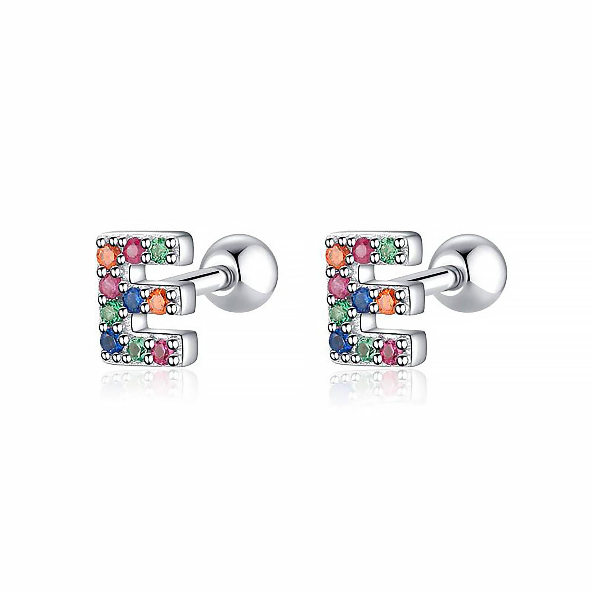 Letria - Boucles d'oreilles initiales colorées en strass personnalisées