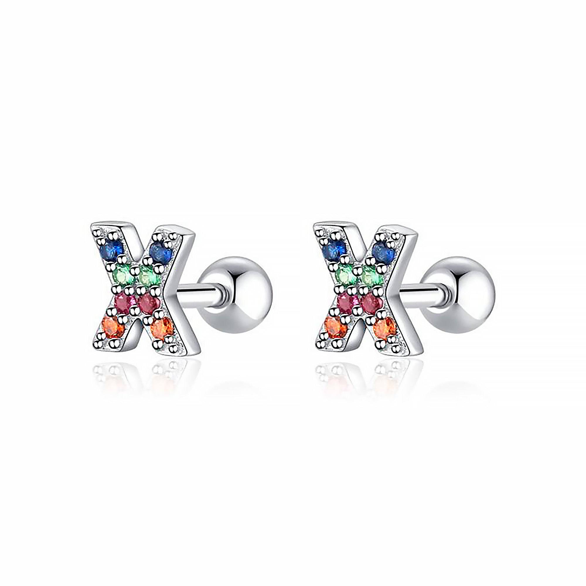 Letria - Boucles d'oreilles initiales colorées en strass personnalisées