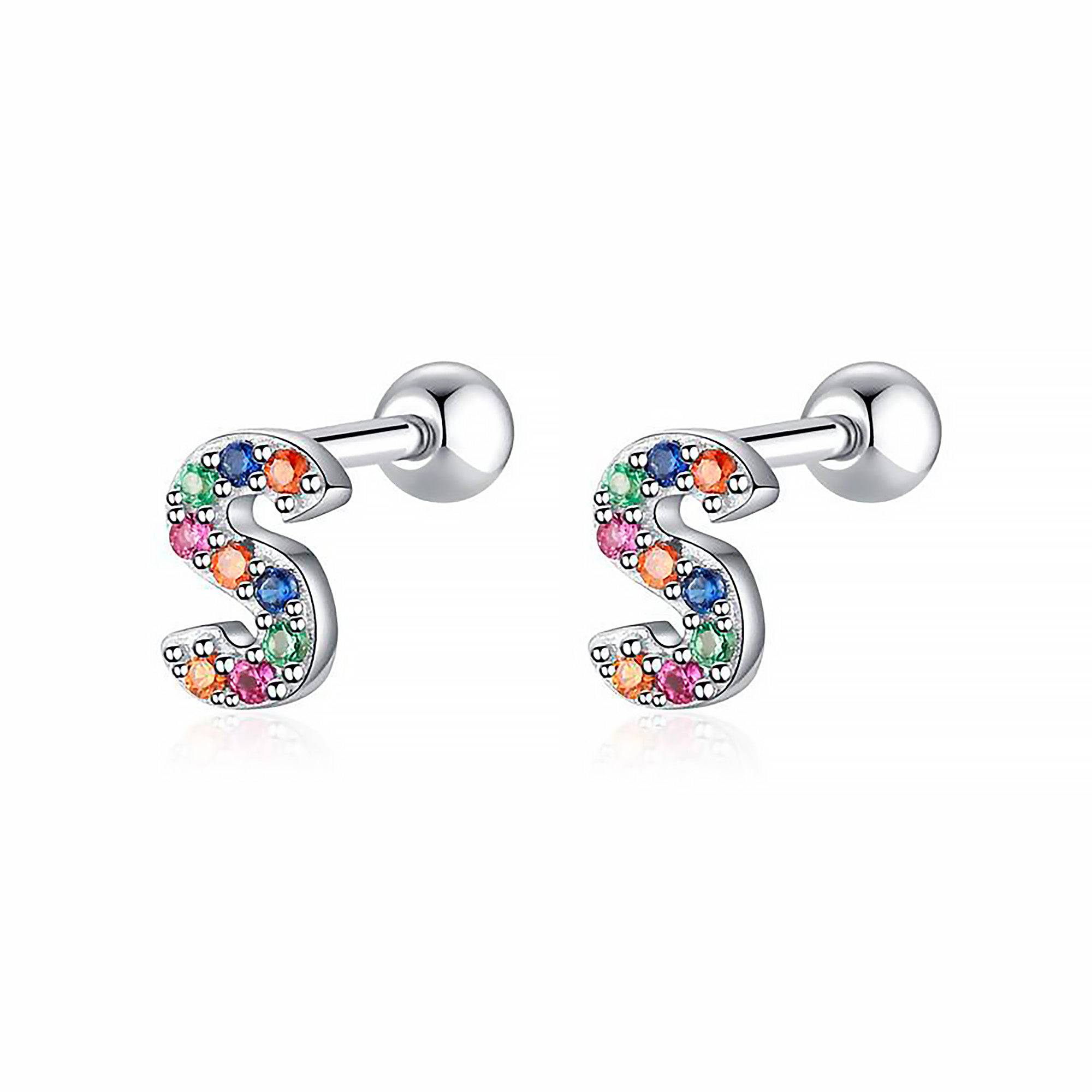 Letria - Boucles d'oreilles initiales colorées en strass personnalisées