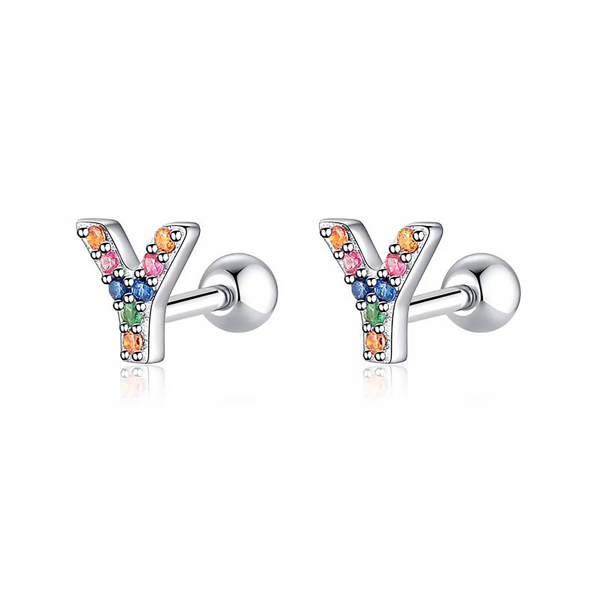 Letria - Boucles d'oreilles initiales colorées en strass personnalisées