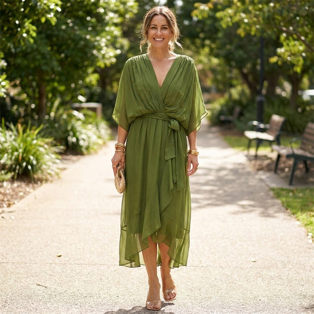 Sophie robe col v mousseline lifestyle
