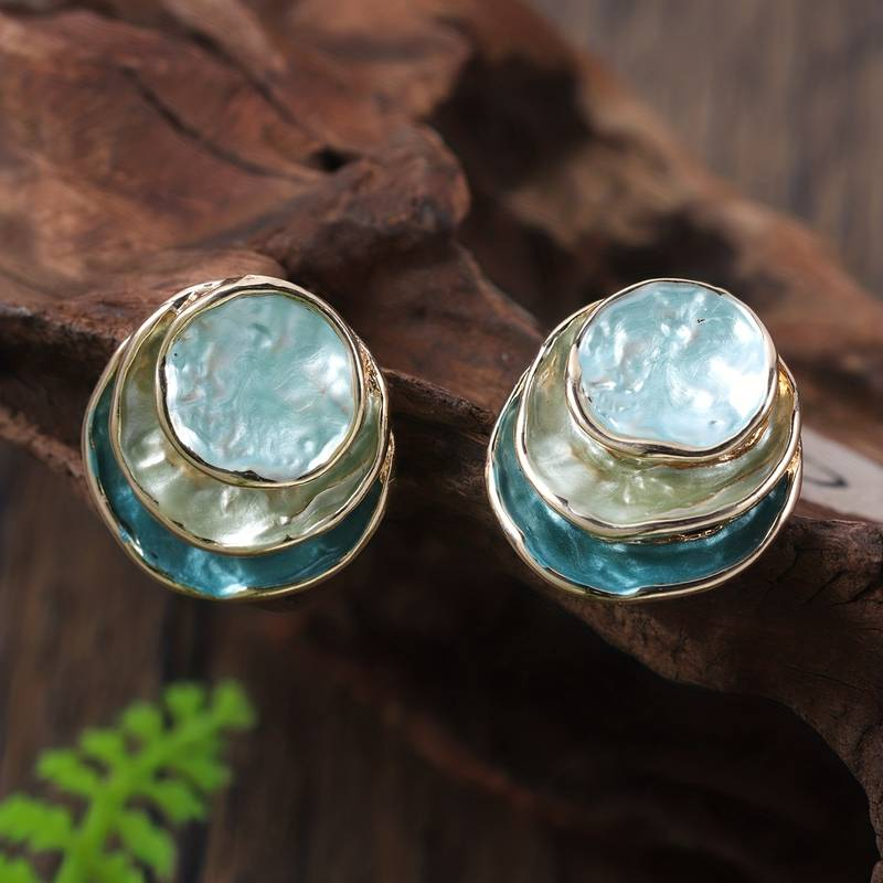 Celina - Boucles d'oreilles vintage rondes multi-couches