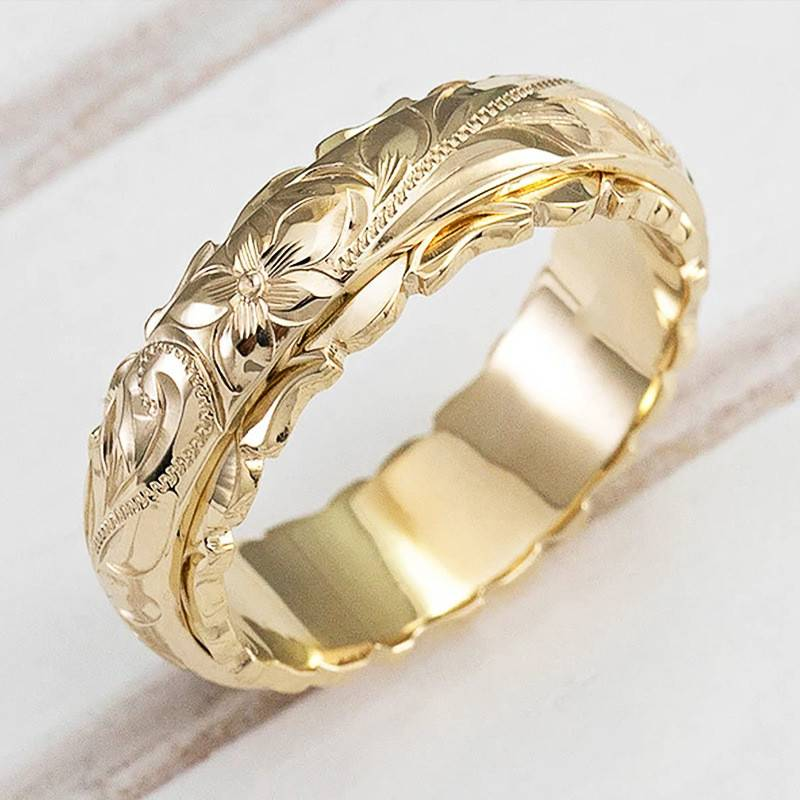 Floriana - Bague florale vintage dorée et charmante