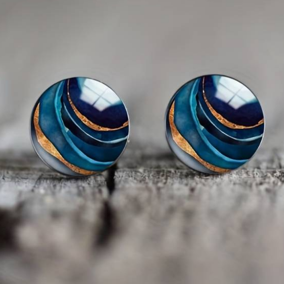 Noor - Boucles d'oreilles vintage bleues élégantes et intemporelles