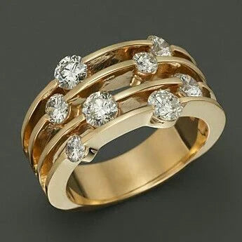 Aurélie - Bague dorée superposée à la zircone luxueuse