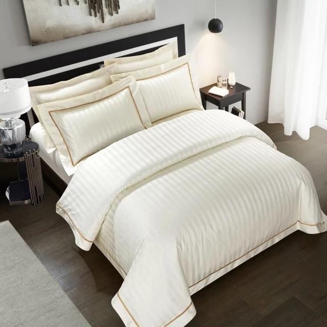 Serenity Cream - Parure de Housse de Couette de Luxe en Coton Égyptien