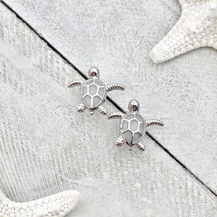 Marinea - Boucles d'oreilles tortue de mer en opale et argent