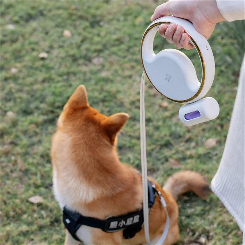 Nuvelli - Laisse automatique pour chien avec lumière LED et porte-sac