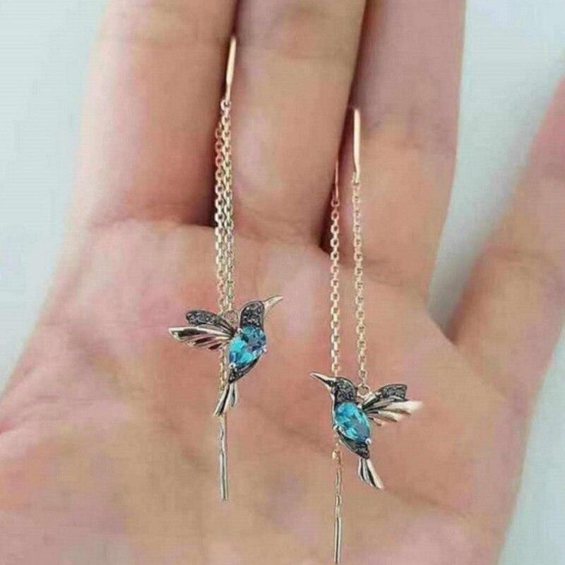 Amalia Boucles Colibri Émail Zircone – Fait Main Coloré