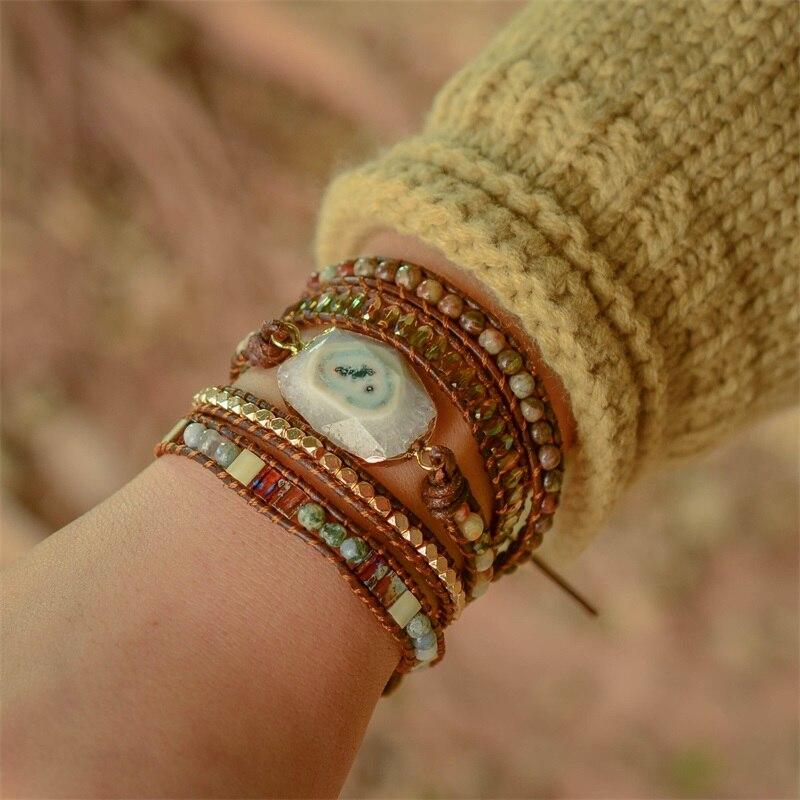 Lunara - Bracelet wrap en agate clair de lune
