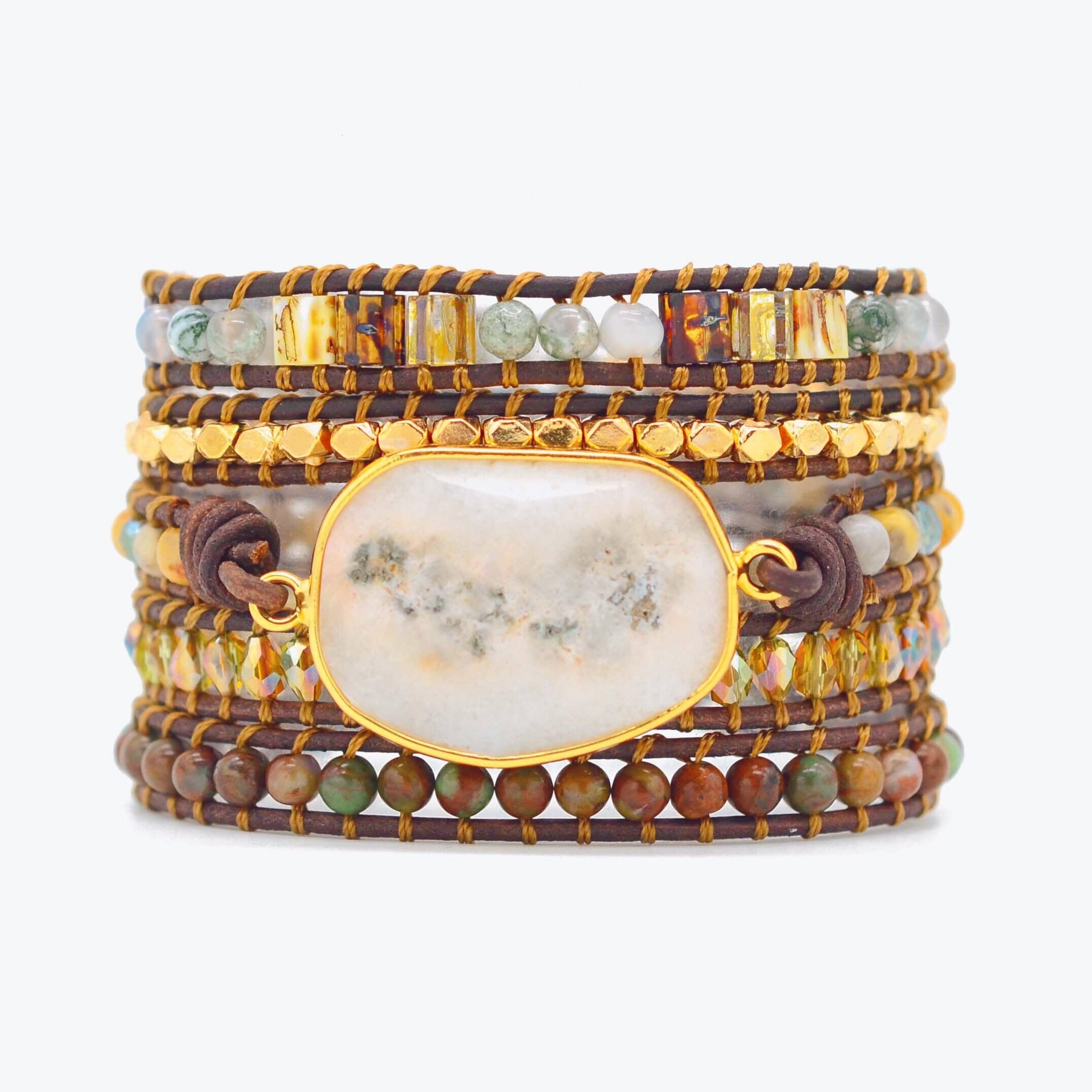 Lunara - Bracelet wrap en agate clair de lune